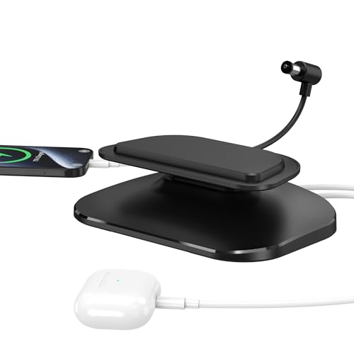 PlusAcc Adjustable Charging Stand for Show 8 3rd Gen Stand with USB C and USB A Charging ports Charging Station for iPhone/Airpods Smartphones & Smartwatch & Show 8 3rd Gen (Black)
