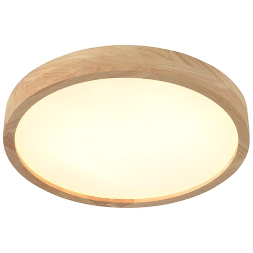 16-inch Wood Flush Mount Ceiling Light with Remote - Adjustable