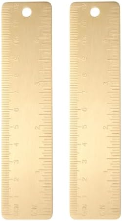 Mal Ruler sourcing map 2pcs Gold Brass Ruler 13cm (4 Inch) Metric Inch Dual Scale ...