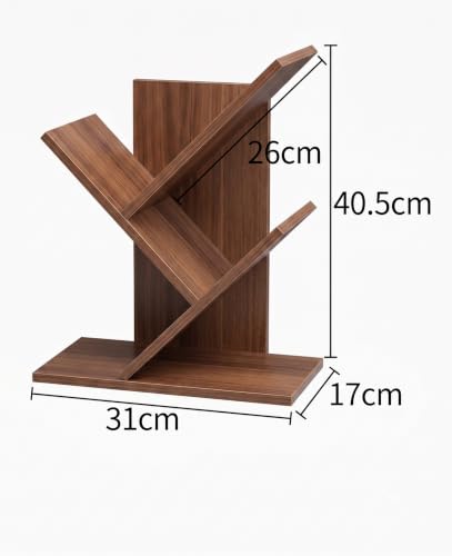 Image of ECOLINE 3 Tier Tree Shaped Book Shelf for Home & Living Room, Brown Finish