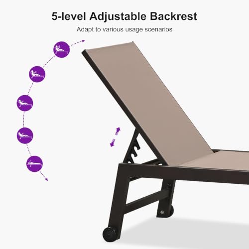 PURPLE LEAF Outdoor Chaise Lounge Chair Set of 2 Bronze Aluminum Taupe — view 6