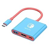 COMBLU Adaptador USB C a HDMI, adaptador USB C 3 en 1 con salida HDMI 4K, puerto USB 3.0 y puerto de...