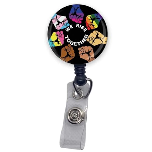 We Rise Together Circle of Fists Equality Black Lives Matter LGBT Human Rights Badge Reel ID Holder