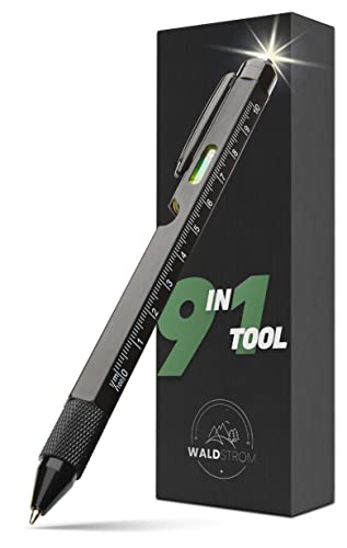 Waldstrom® 9-in-1 Taktischer Kugelschreiber mit Licht I Taktischer Stift mit Werkzeugen - ideal für Alltag & Outdoor I Tactical Pen in edler Box für perfekte Männergeschenke