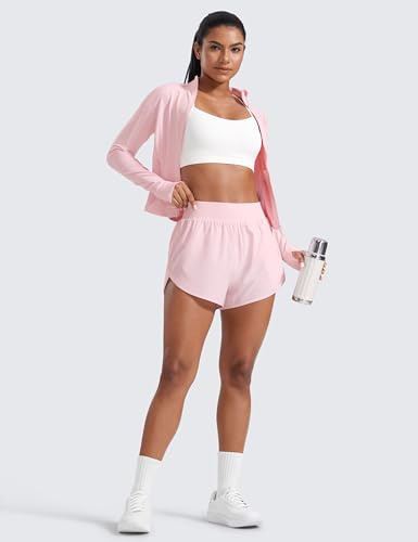 CRZ YOGA High Waisted Dolphin Shorts for Women 3" for Running Athletic Workout Gym with Zipper Pockets Liner3