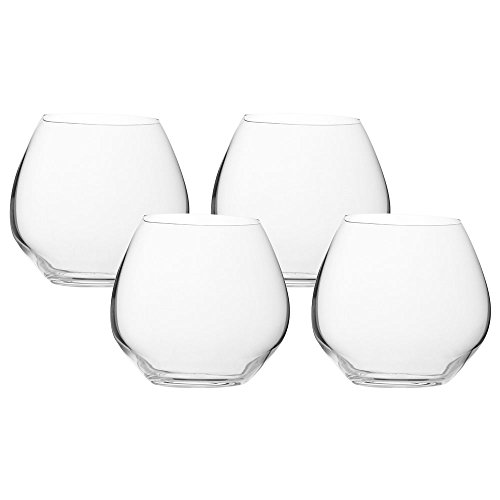 VANILLA SEASON, Bohemia Cristal 4teiliges Kristall-Gläser Set, 440 ml Volumen niedrige bauchige Form für Wasser-glas, Whisky, Rum, Cognac,Trinkgläser,Gläserset,LIWA Cover
