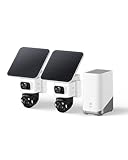 eufy Security eufyCam S4 2‑Kamera‑Set, kabellose Solar‑Überwachungskamera außen, 3‑Linsen Bullet‑PTZ‑Kamera, 4K UHD, 360° Multi‑Kamera‑Tracking, Auto‑Tracking, 8× Hybridzoom, Farbnachtsicht renewed