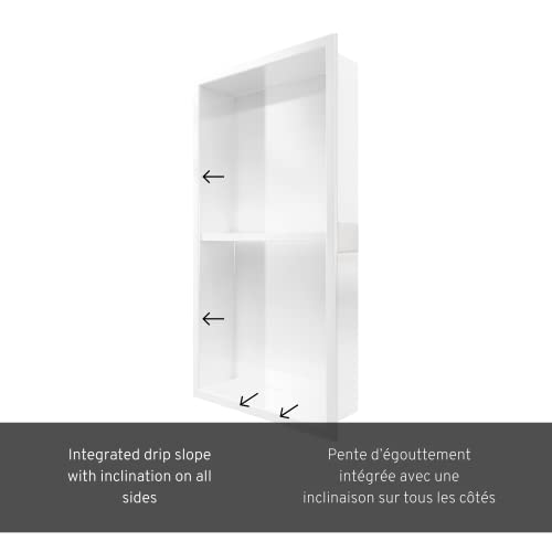 Odass | Shower Niche | 24" X 12" | No Tile Needed ­| Rectangular Stainless Steel #304 Niche | Matt White Recessed Single Shelf Organizer | Bathroom Storage For Shampoo Bottle #TOP6