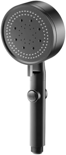 シャワーヘッド、加圧シャワーヘッド Tasydi マイクロナノバブル 節水、強力な水圧、スプレー、5つのモード:保湿、うるおい、美肌、クレンジング、加圧、毛穴洗浄、頭皮ケア、マッサージ(5段階の止水設定、黒色2メートルホース、黒色パンチフリーベース)