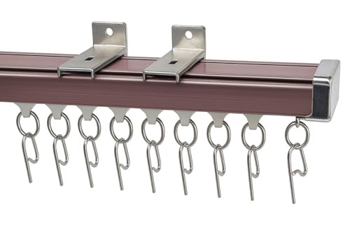 Image of MetDeals Aluminium Deluxe Silent Channel Curtain Track with Smooth Runners & Wall Fit Bracket,Hook,End Caps, Screw & Wall Plug | Curtain Rail System for Home & Office(Rosegold Color,4 Feet)