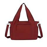 Bolso de mano para mujer, bolso de hombro casual de gran capacidad, múltiples bolsillos, cierre de cremallera, se aplica al uso diario, trabajo, viajes, viajes, rojo granate, 36*14*26cm/14.1*5.5