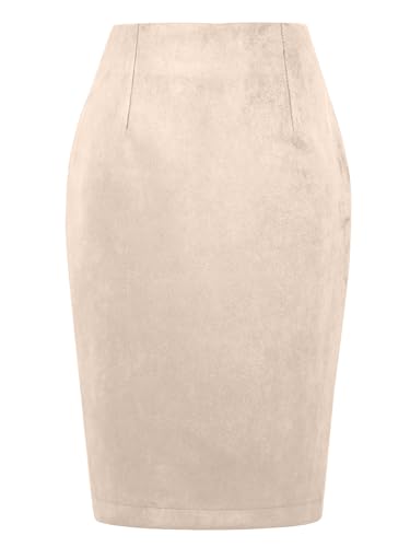 WIFFGO Suede Skirts for Women Fall Winter Mini High Waisted Slit Casual Pencil Bodycon Work Elegant...