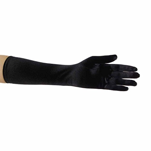 Greatlookz Showstopper Shiny Satin Elbow Length Gloves for Girls (Black, 4-7)2