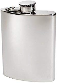 Wentworth Pewter - Polished Pewter Kidney Flask, Hip Flask with Captive Top (6 ounce)