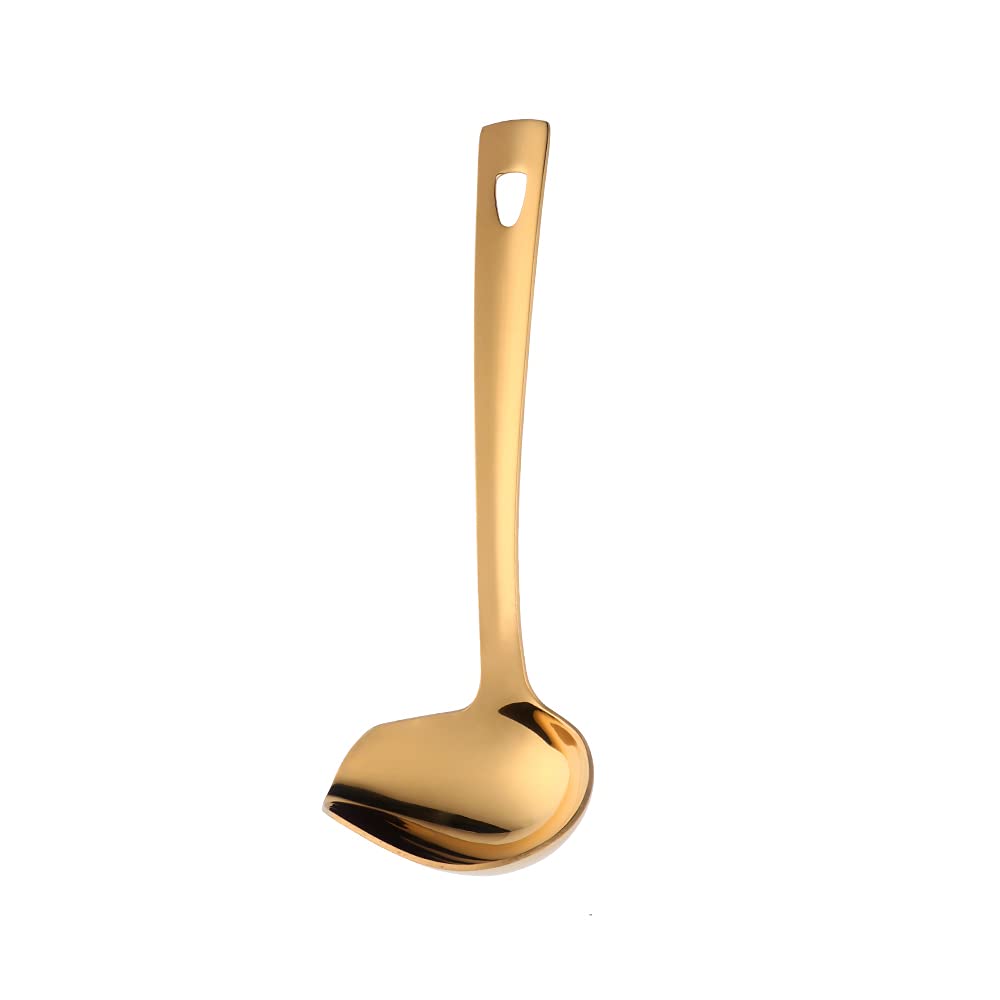 Buyer Star Gravy Ladle gold drizzle spoon with spout stainless steel kitchen utensils sauce ladlecooking utensils with mirror polish dishwasher safe,8.6 inch
