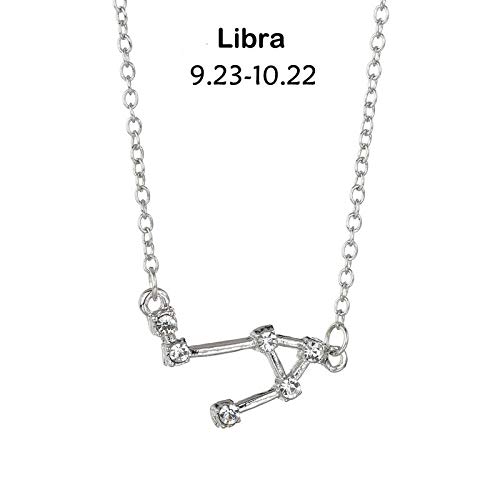 Preisvergleich Produktbild DDDDMMMY Halskette,Zwölf Sternbild Waage Fashion Halskette Halskette Persönlichkeit Silber Halskette Frauen Schlüsselbein Kette Schmuck Paar