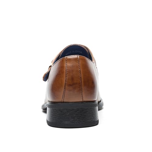 Dress Shoes for Men Men's Brown Leather Oxfords Single Monk Strap Formal Shoes Slip On Buckle Loafer for Business and Casual Wear2