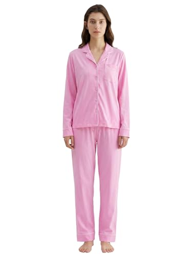 Image of Latuza Women's Petite Size Button Down Pajamas Set Long Sleeve