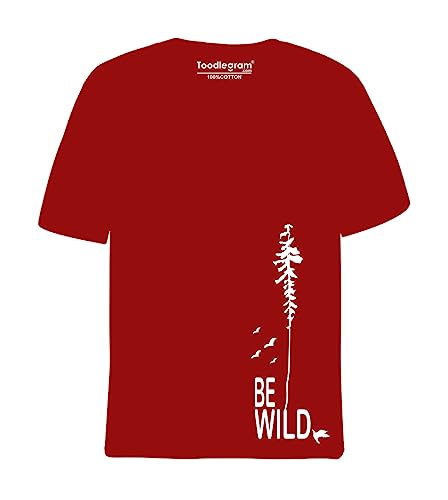 Image of Toodlegram - 100% Pure Cotton Plus Size T Shirt for Men- Regular Fit - Half Sleeve Roundneck Stylish Tshirt - Graphic Printed Be Wild (Size - 2XL to 10XL)