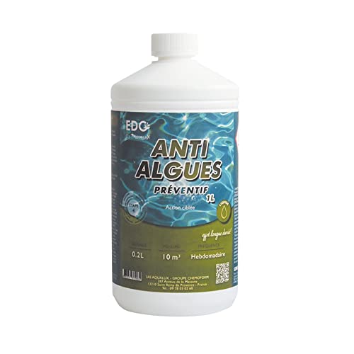 EDENEA - Anti Algues Piscine - Action Préventive Anti Eau Trouble - Algicide - Liquide - Bouteille 1 Litre - EDG