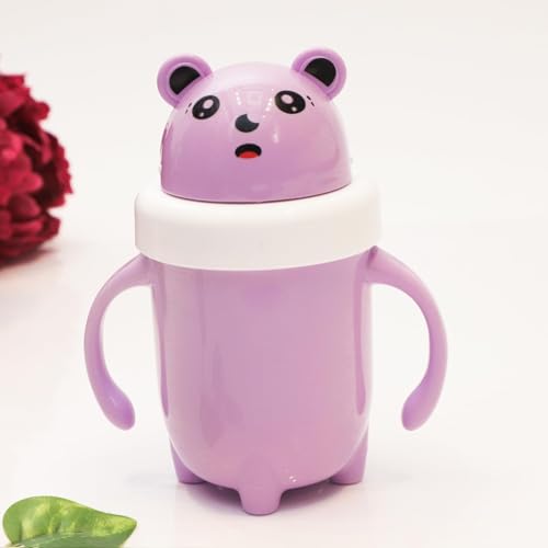 Image of 300ml Baby Sipper for Infant /Toddler, Baby Straw Cup, Soft Silicone Straw Cup, Baby Sipper Bottle for 6 Month+, Anti-Spill with BPA Free, Lid & Easy Grip Handles (Purple)