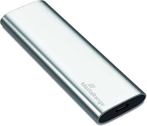 Disque Dur Externe USB Type-C MediaRange 480 Go boîtier en aluminium argenté MR1102