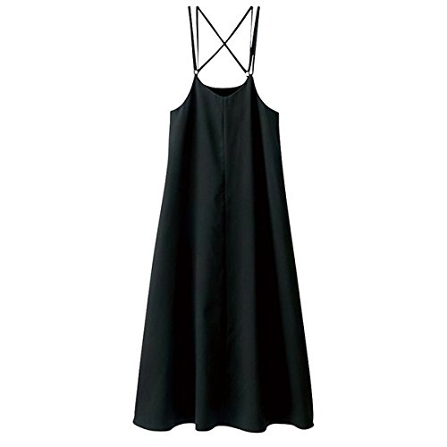 ラナン（Ranan） クロスベルトデザインジャンパードレス【ブラック/M】