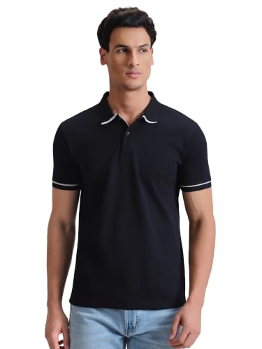 Image of XYXX Men's Apex Mercerized Cotton Striped Collar Pique Polo T-Shirt