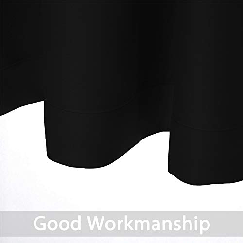 Yakamok Functional Thermal Insulated Eyelet Top Room Darkening Curtain Panels, Energy Efficient Kitchen Grommet Top Curtains for Short Window/Basement (52W by 36L, Black, 2 Panels)