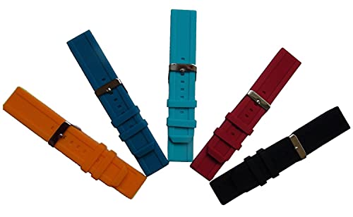 Chtom Reloj de reloj de pulsera de 22 mm negro Silicona de caucho correa de caucho Black Stitiching