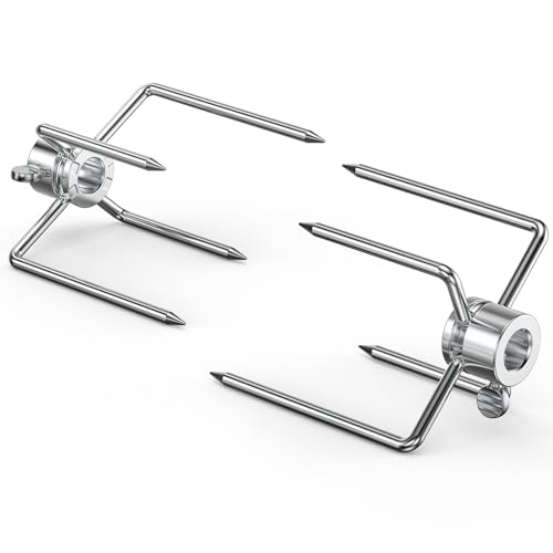 onlyfire BRF-6003 BBQ Fleischklammer Fleischnadel mit Feststellschraube für Durchmesser von Drehspieß Grillspieß 13 mm und Kleiner, Verchromtem Eisen