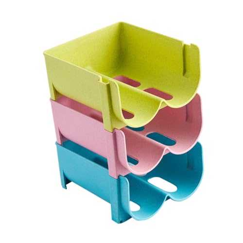 Gatuida 3 piezas Caja Apilable para Almacenamiento de Latas y Bebidas Organizador Resistente para Nevera Estante para Cerveza y Refrescos Hogar Colores Verde Azul y Rosa