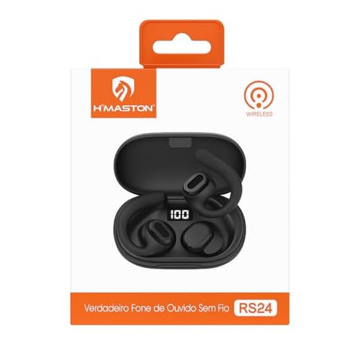 Fone de Ouvido Bluetooth Para Corridas, 96 Horas para Reprodução, Design Esportivo com Display de Led, Gancho De suporte Que Não Cai, Com Microfone Embutido, Perfeito Para Treinos e Exercicíos