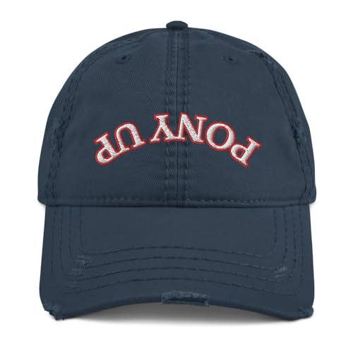 Generic SMU Upside Down Pony Up Distressed Dad Hat Navy