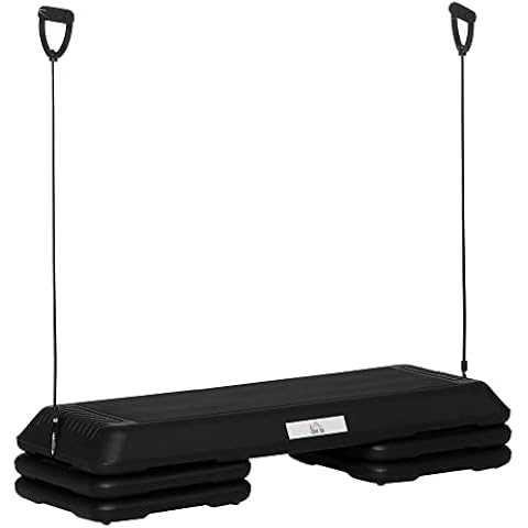Step de Aeróbic HOMCOM con Altura Ajustable y Cuerdas Elásticas Cover