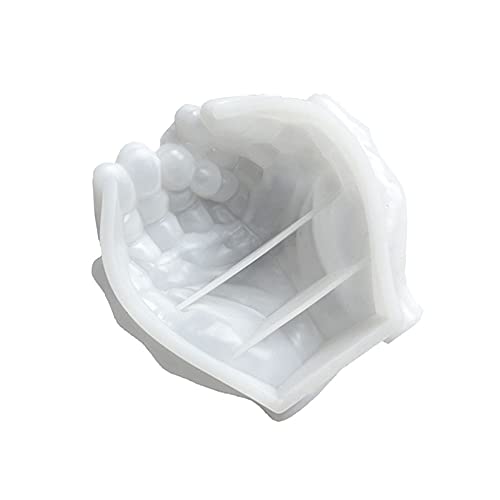 Niaciswe Moule Silicone Resine Epoxy 1 Pièce 3D à Deux Mains Moule Resine Epoxy Moule pour Resine Epoxy Mould Silicone de Bougeoir Moules Silicone pour Resine Boîte à Bijoux Mould pour Bougeoir Cover