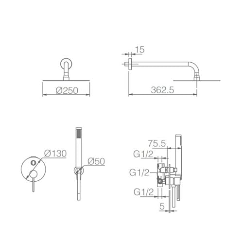 IMEX - Set doccia da incasso - Monocomando 2 vie