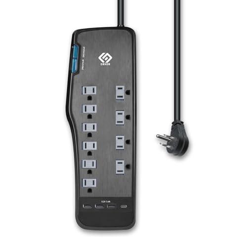 OSKOS Surge Protector Power Strip, 10 Outlets, Four USB 3.4A Ports (3A+1C), 6FT Extension Cord...