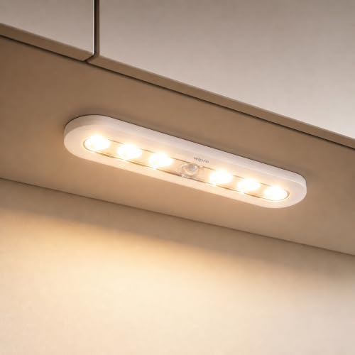 Image of wipro Garnet Motion Sensor Cabinet Light SL2 | Neutral White | Auto On /Off Lights for Kitchen, Wardrobe & Shelf | Wireless | Magnetic Stick On | Battery Required Separately (4*AAA) | PK 1