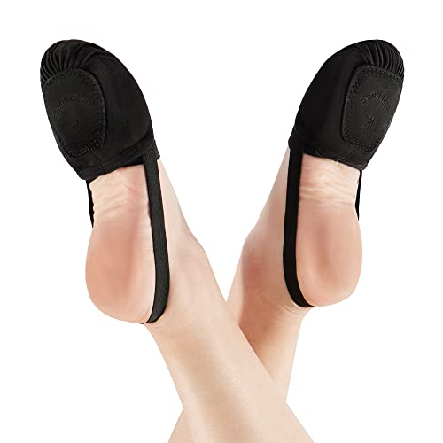 Sangeeson Half Sole Dance Shoes - Stretchy Canvas Pirouette Shoes For Ballet, Lyrical, Modern, Jazz Dance, And Contemporary, Black, L #TOP3