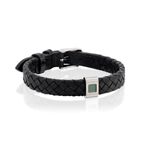 TANAOR Mens Nano Bible Serenity Christian Leather Bracelet in Genuine Italian Braided Leather Adjustable Bracelet for men