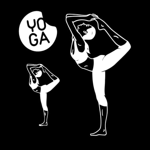 Calcomanías de pared de vinilo Pose Yoga Gimnasio Mujer Deporte 34x37.9cm Removible sin dejar pegamento Blanco