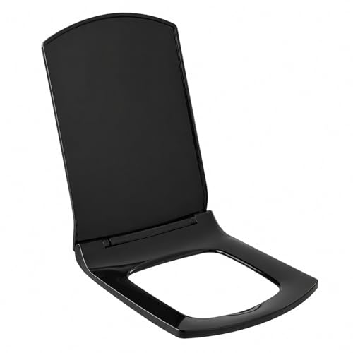 Image of KrissKross Black Toilet Seat Cover | Western EWC Commode | Soft Close Technology | Heavy-Duty PP | Adjustable Hinges | Easy Installation