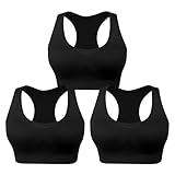 WANAYOU Women's Racerback Sports Bra, Comfortable Yoga Bra with Breathable Fabric and Removable Pads, 3 Pack
