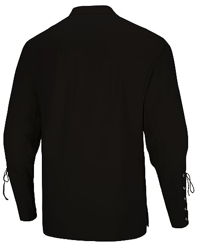 LVCBL Mens Shirts Fashion Linen Henley Shirt Medieval Steampunk Shirt Gothic Victorian Black 3XL steampunk buy now online LVCBL Mens Shirts Fashion Linen Henley Shirt Medieval Steampunk Shirt Gothic Victorian Black 3XL steampunk buy now online