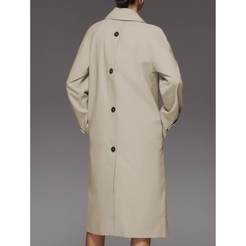 Hixiaohe Womens Long Trench Coat Single Breasted Oversized Casual Lapel Windproof Overcoat Fashion Work Office Outwear Coats2