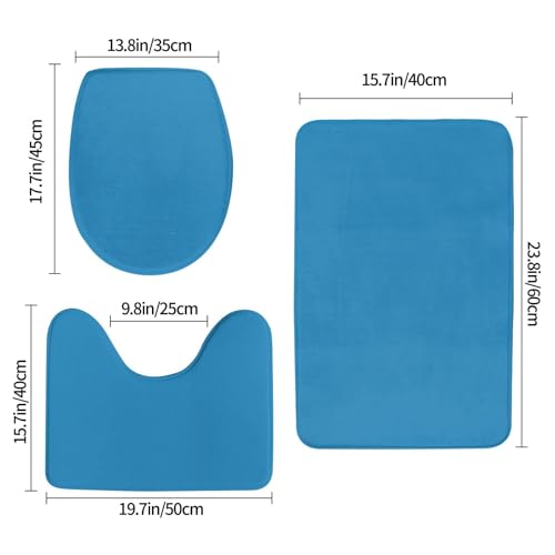 Tapis de salle de bain antidérapants bleu saphir rectangulaire U O