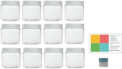 Clear 16 Ounce PET Round Plastic Jars with White Lids, and Mini Jar, 12 Pack (C16WMJ12)