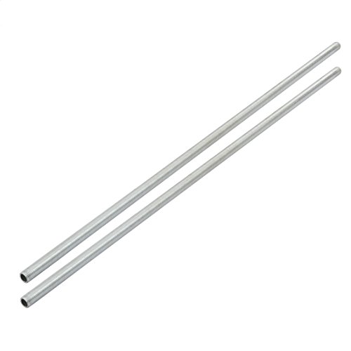 Image of uxcell Lamp Pipe Nipple, M10 Thread 490mm Length Hollow Lamps Repair Part Hardware for Lamp Lights, Zinc Plated Silver Tone, Pack of 2