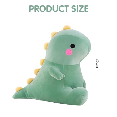 Zaloife Kuscheltier Dinosaurier Grün, Plüschtier Dino 25 cm, Stofftier Dinosaurier, Plüsch Dino Kissen Puppe Geschenk für Fans Kinder
